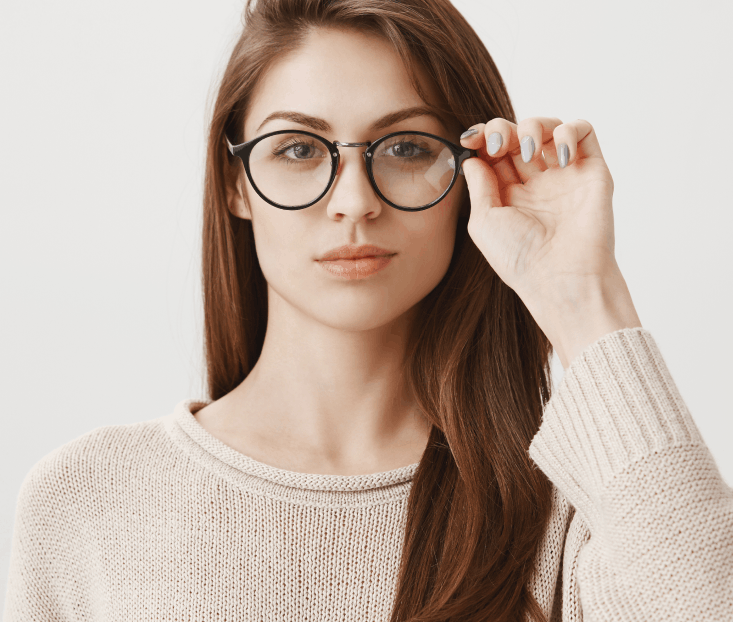 young female put glasses looking determined 1 1