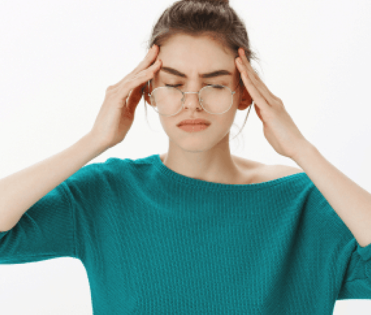 portrait woman glasses having headache feeling dizzy have fever migraine 1