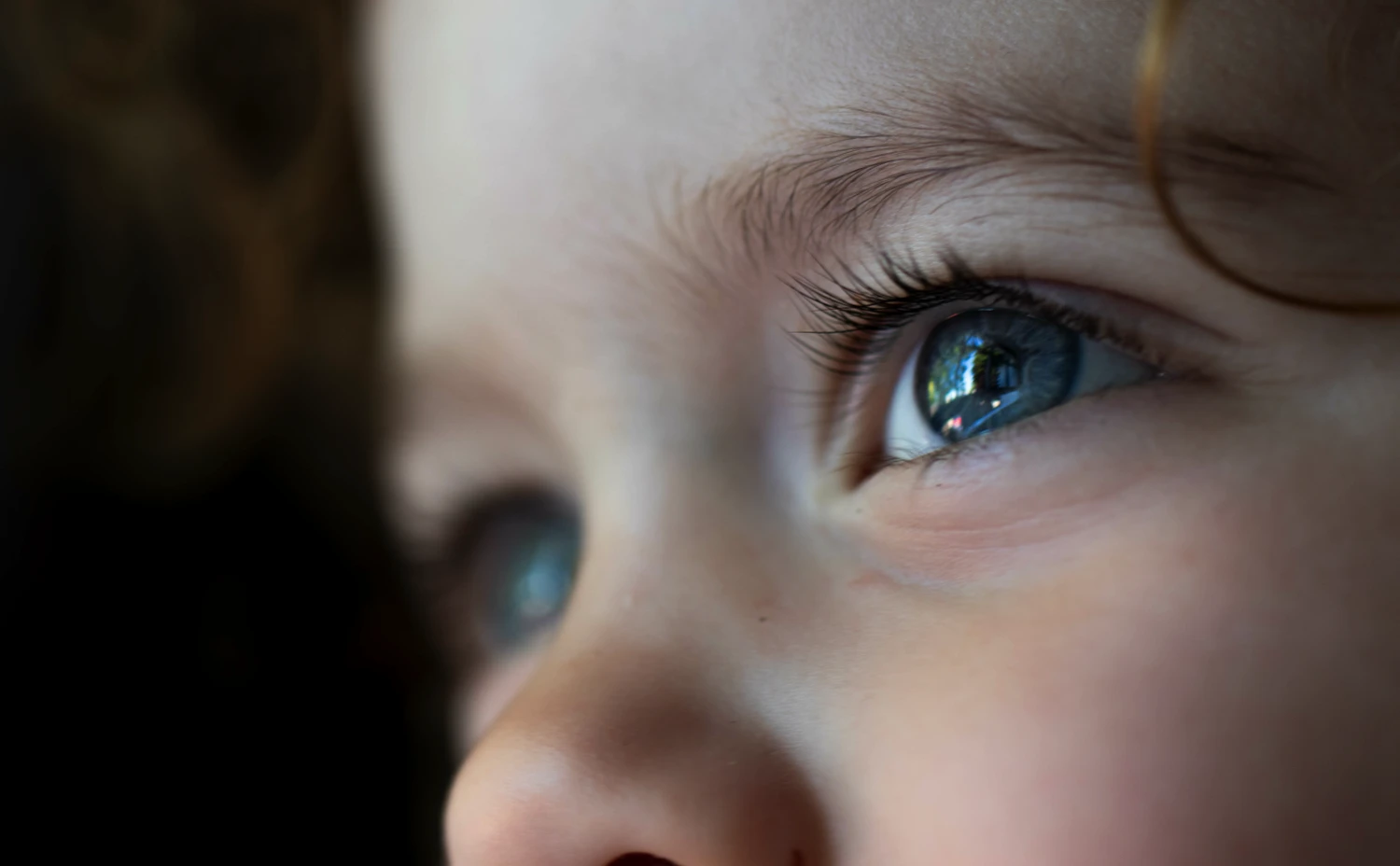 Close up on a child's blue eyes